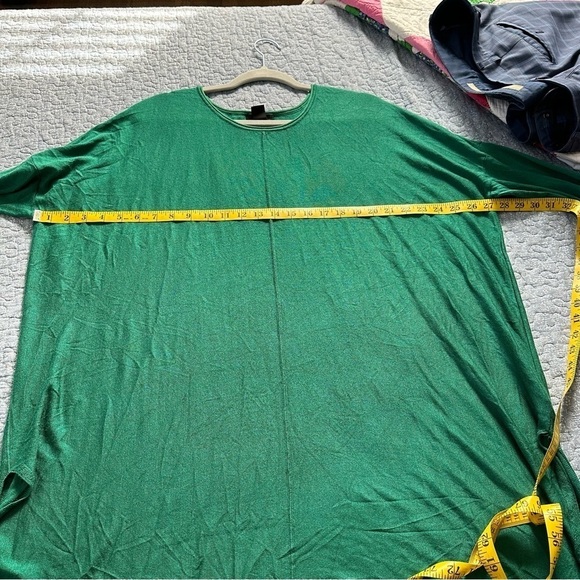H&M Sweater Dark Green Longline Long Sleeve Forest Fairy High Low Hem Size L - Picture 12 of 13
